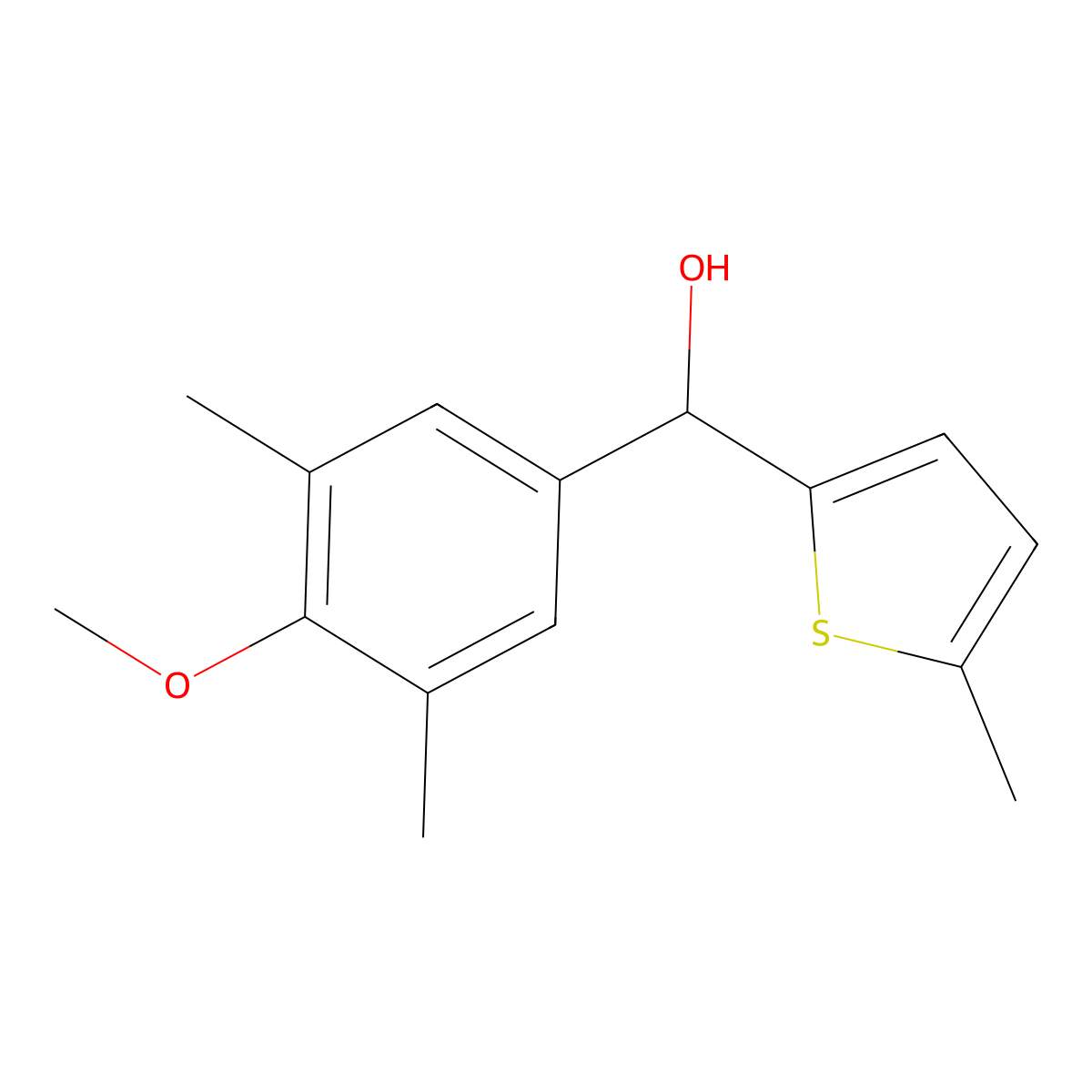 3,5-Dimethyl-4-methoxyphenyl-(5-methyl-2-thienyl)methanol molecular structure, CAS 1443311-40-7