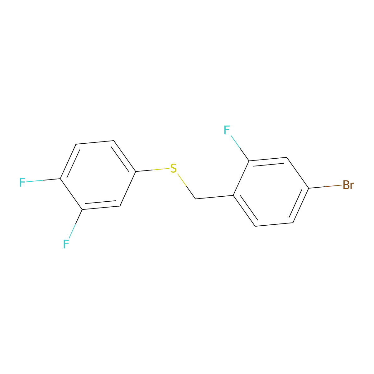 1-Bromo-3-fluoro-4-[(3,4-difluorophenyl)sulfanylmethyl]benzene molecular structure, CAS 1443311-46-3