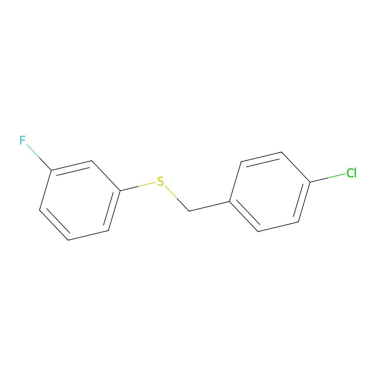 1-Chloro-4-[(3-fluorophenyl)sulfanylmethyl]benzene molecular structure, CAS 1443311-72-5
