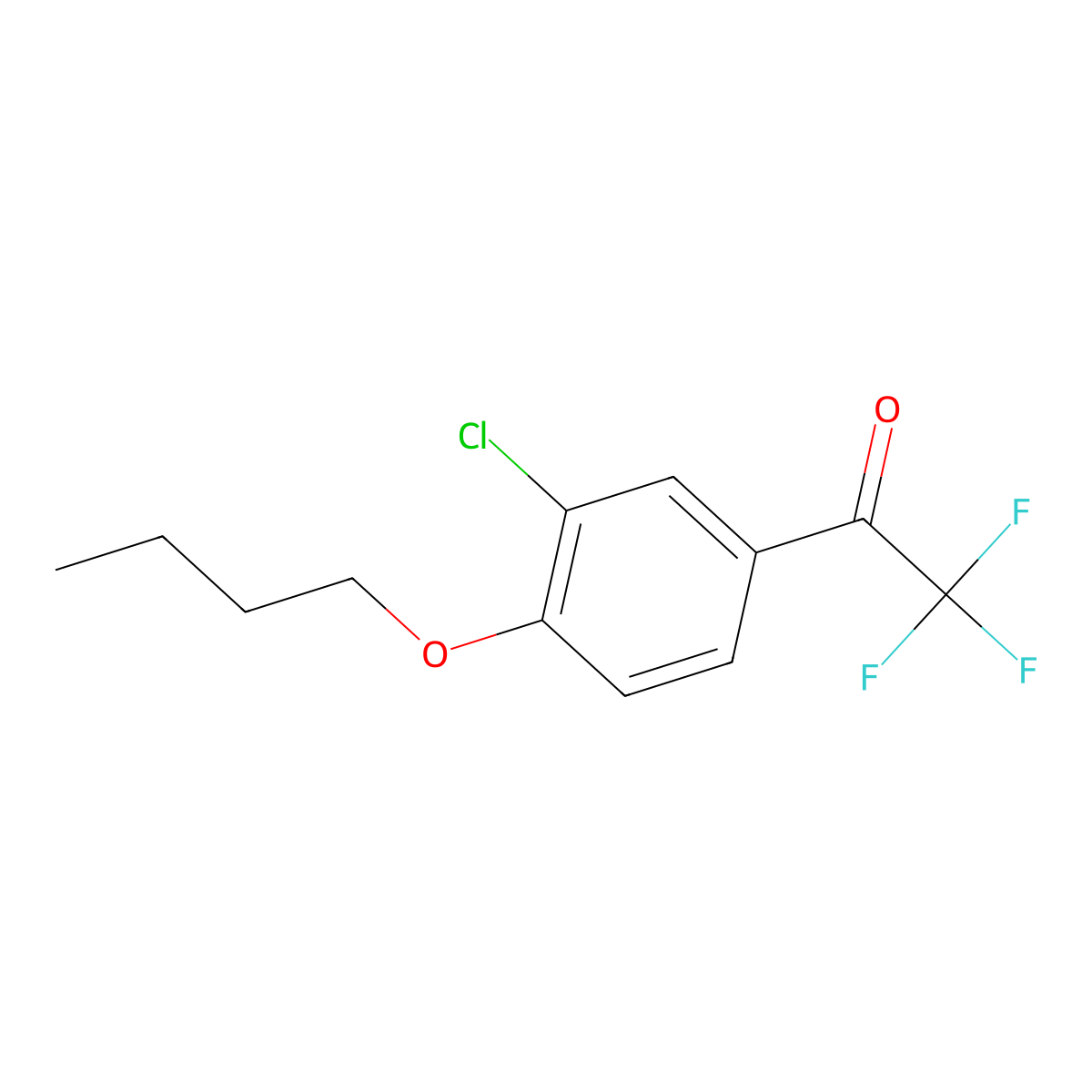 4'-n-Butoxy-3'-chloro-2,2,2-trifluoroacetophenone molecular structure, CAS 1443311-73-6