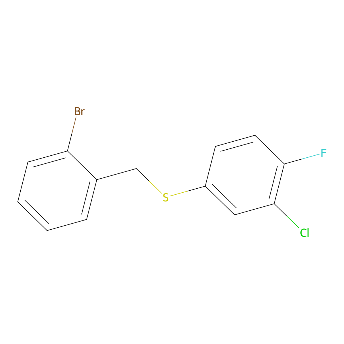 1-Bromo-2-[(3-chloro-4-fluorophenyl)sulfanylmethyl]benzene molecular structure, CAS 1443311-83-8