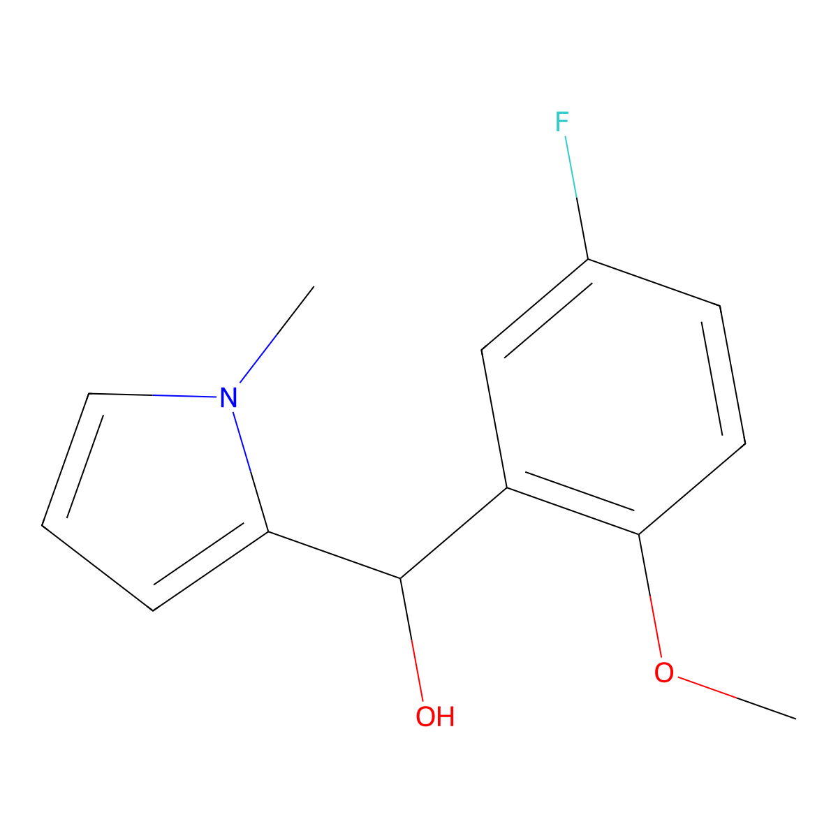 3-Fluoro-6-methoxyphenyl-(1-methyl-2-pyrrolyl)methanol molecular structure, CAS 1443311-89-4