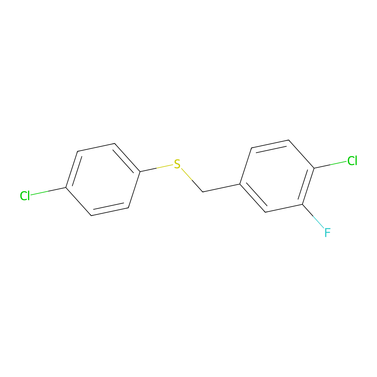 1-Chloro-2-fluoro-4-[(4-chlorophenyl)sulfanylmethyl]benzene molecular structure, CAS 1443311-99-6