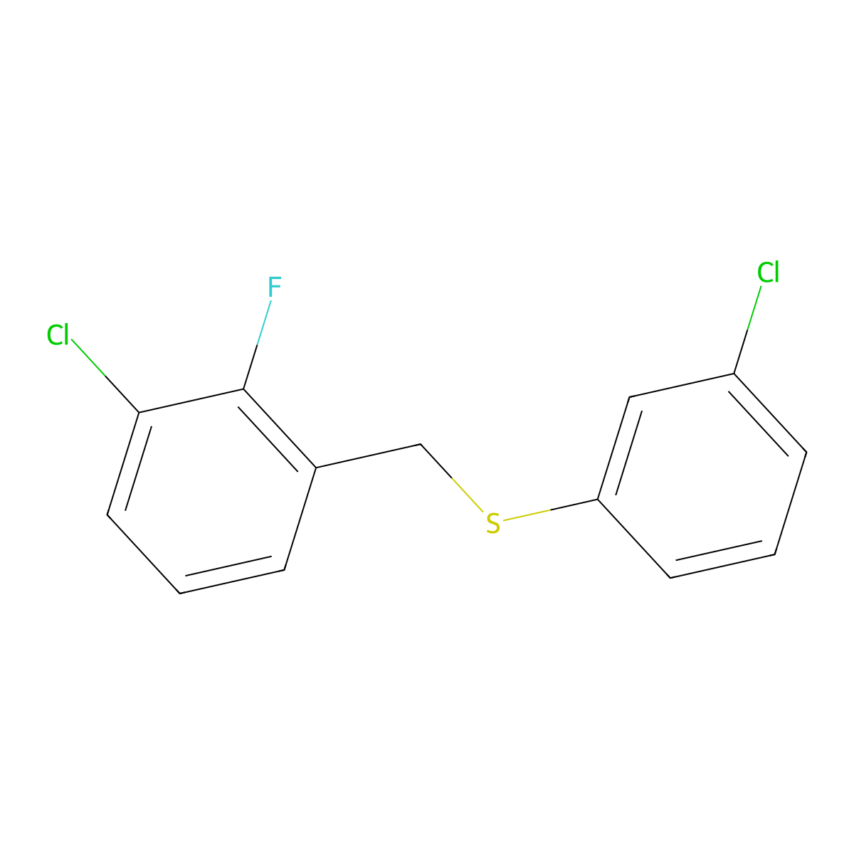 1-Chloro-2-fluoro-3-[(3-chlorophenyl)sulfanylmethyl]benzene molecular structure, CAS 1443312-08-0