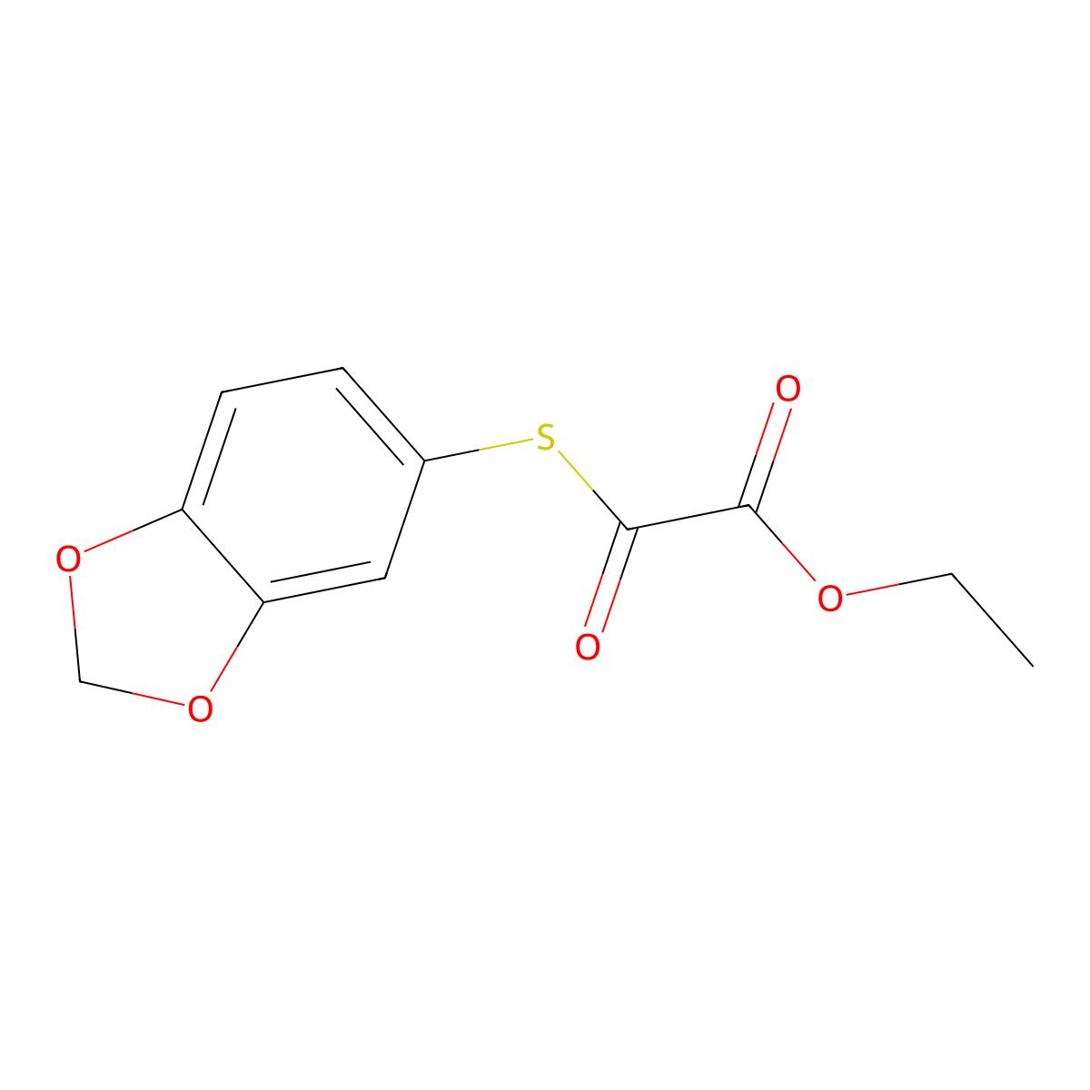 Ethyl 2-(3,4-methylenedioxyphenyl)sulfanyl-2-oxo-acetate molecular structure, CAS 1443312-17-1