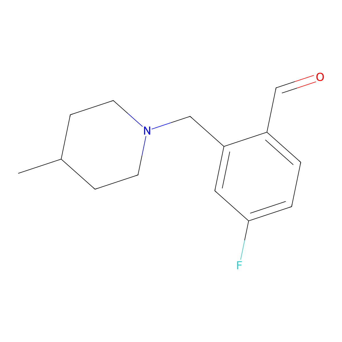4-Fluoro-2-((4-methylpiperidin-1-yl)methyl)benzaldehyde molecular structure, CAS 1443312-29-5