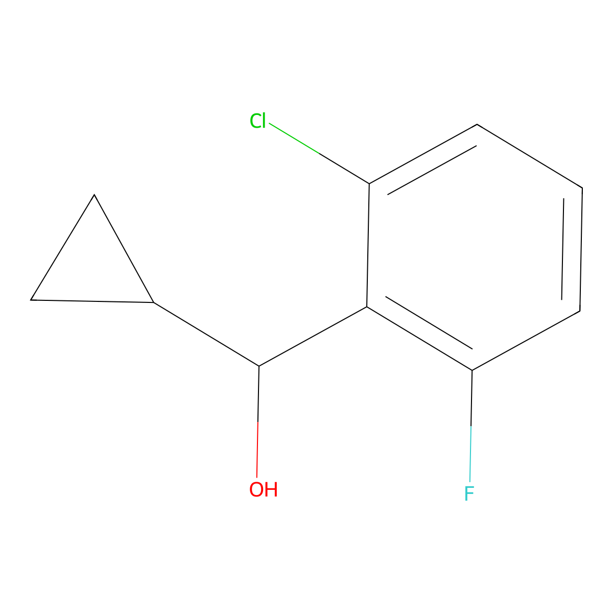 Cyclopropyl (2-chloro-6-fluorophenyl)methanol molecular structure, CAS 1443312-38-6
