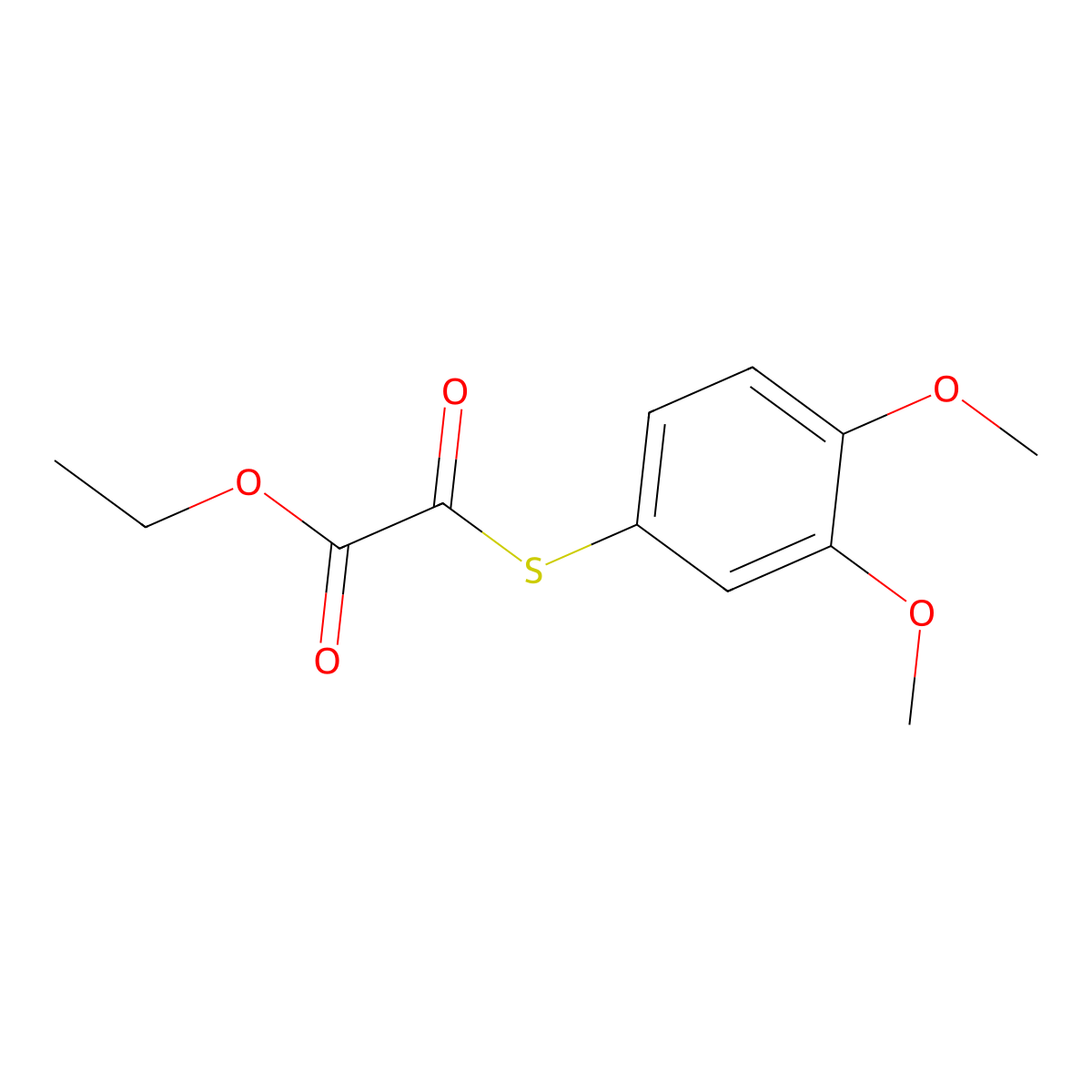 Ethyl 2-(3,4-dimethoxyphenyl)sulfanyl-2-oxo-acetate molecular structure, CAS 1443312-58-0