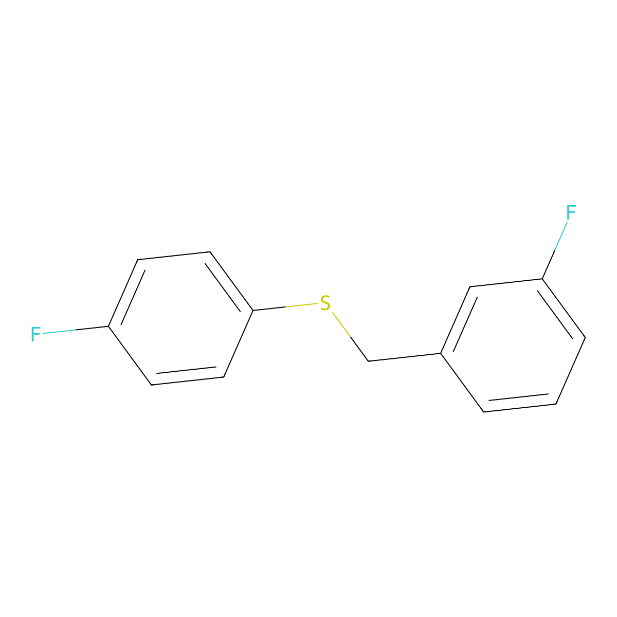1-Fluoro-3-[(4-fluorophenyl)sulfanylmethyl]benzene molecular structure, CAS 1443312-59-1