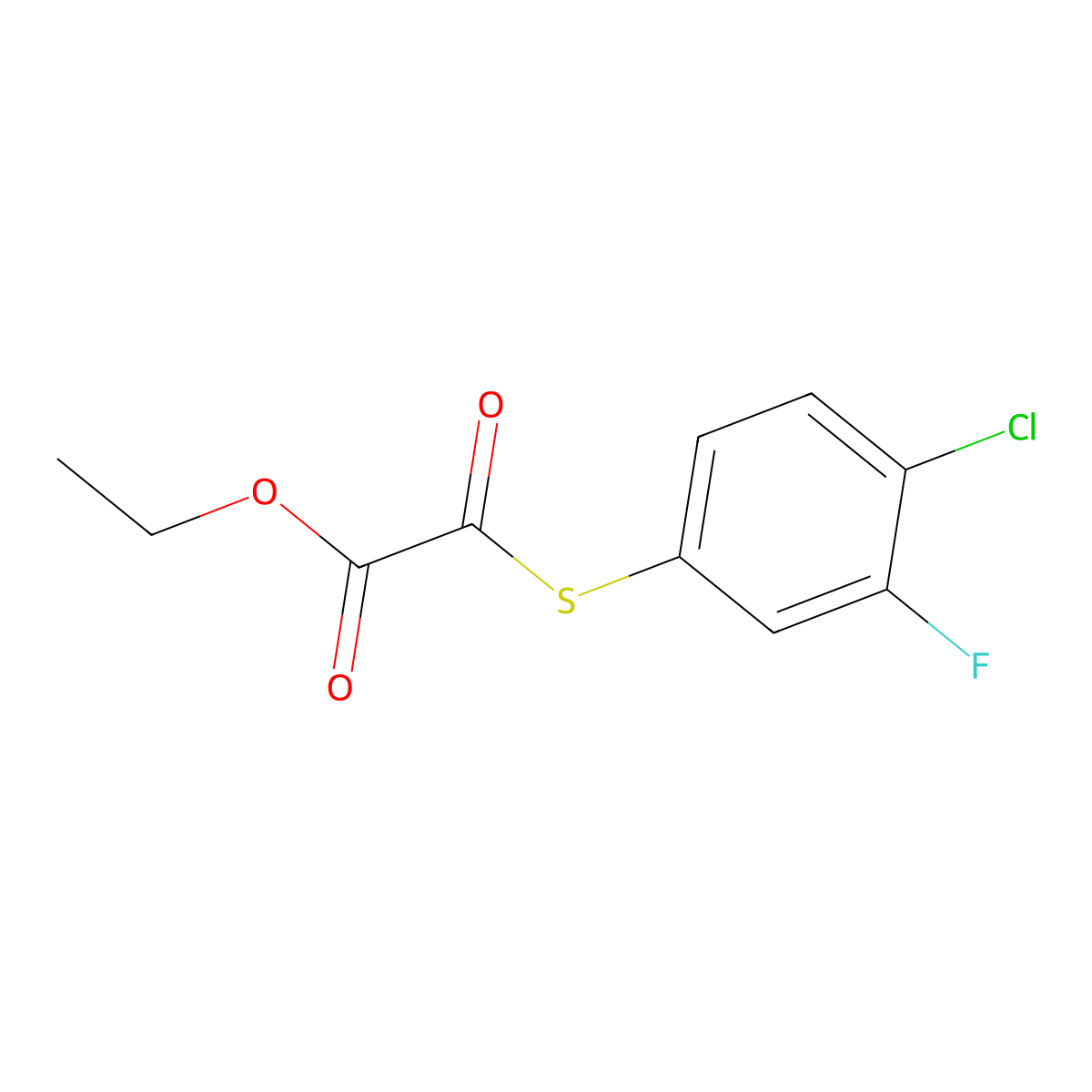 Ethyl 2-(4-chloro-3-fluorophenyl)sulfanyl-2-oxo-acetate molecular structure, CAS 1443312-64-8
