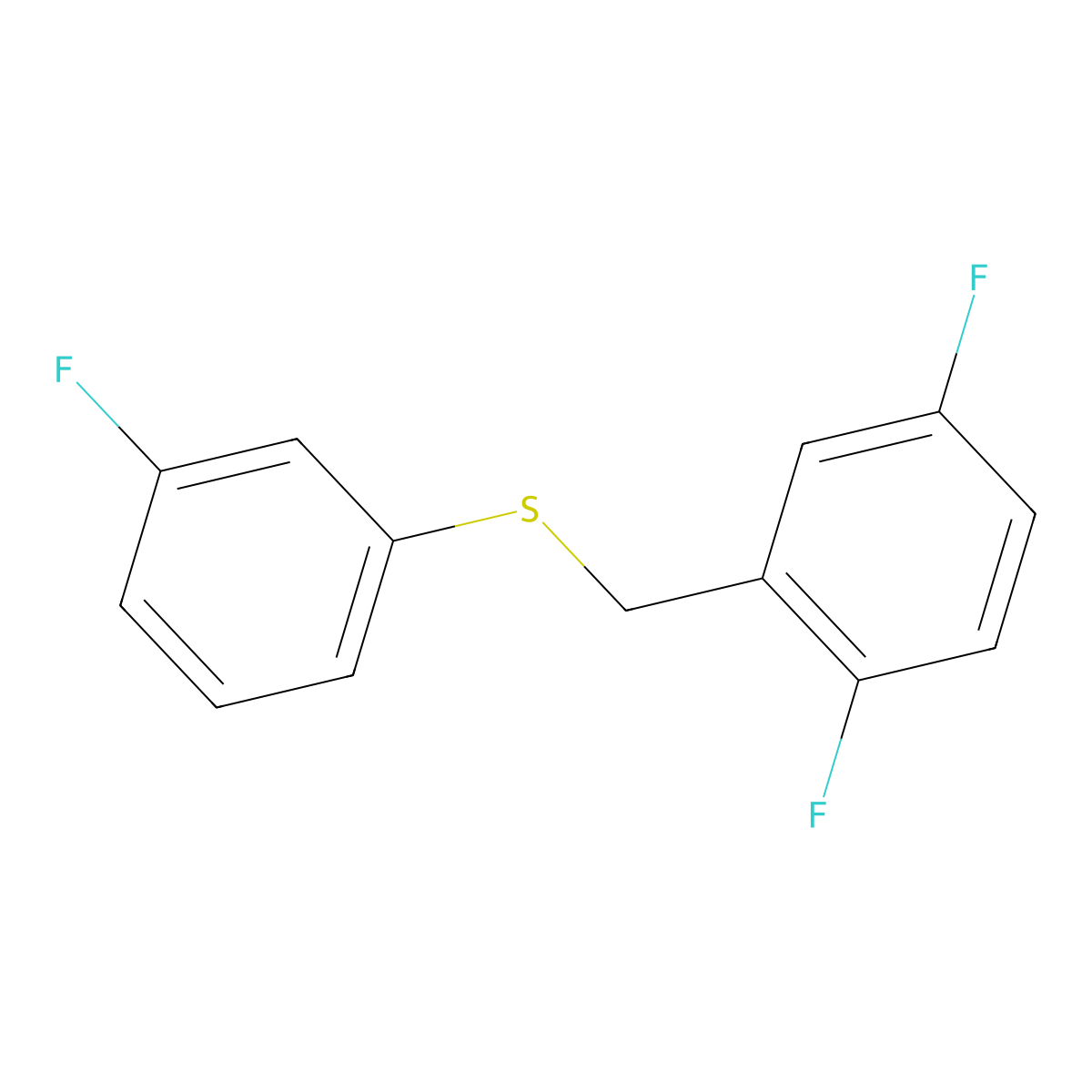 1,4-Difluoro-2-[(3-fluorophenyl)sulfanylmethyl]benzene molecular structure, CAS 1443312-72-8