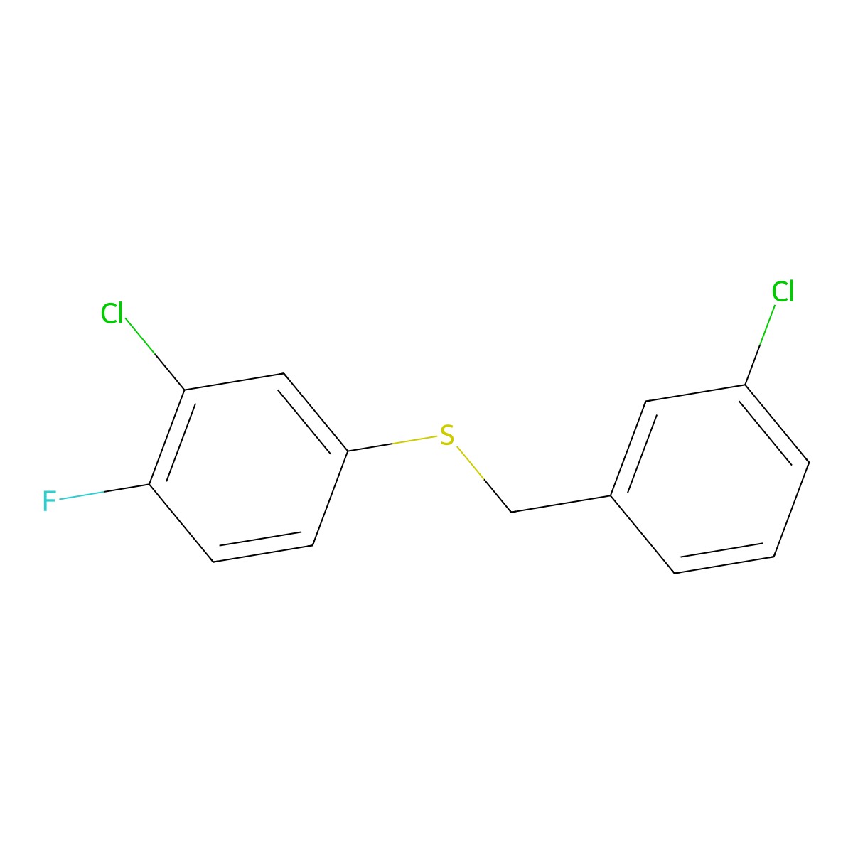 1-Chloro-3-[(3-chloro-4-fluorophenyl)sulfanylmethyl]benzene molecular structure, CAS 1443312-82-0
