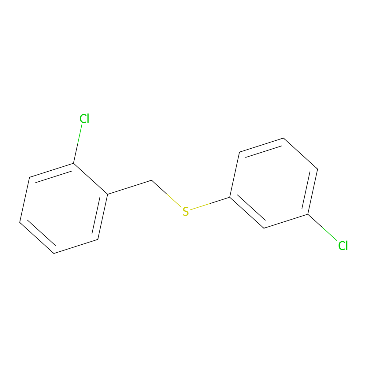 1-Chloro-2-[(3-chlorophenyl)sulfanylmethyl]benzene molecular structure, CAS 1443312-89-7