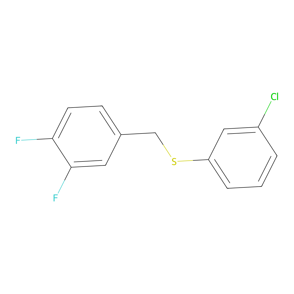 1,2-Difluoro-4-[(3-chlorophenyl)sulfanylmethyl]benzene molecular structure, CAS 1443312-92-2