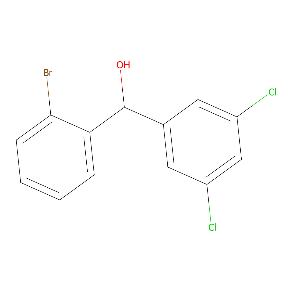 (2-Bromophenyl)(3,5-dichlorophenyl)methanol molecular structure, CAS 1443312-93-3