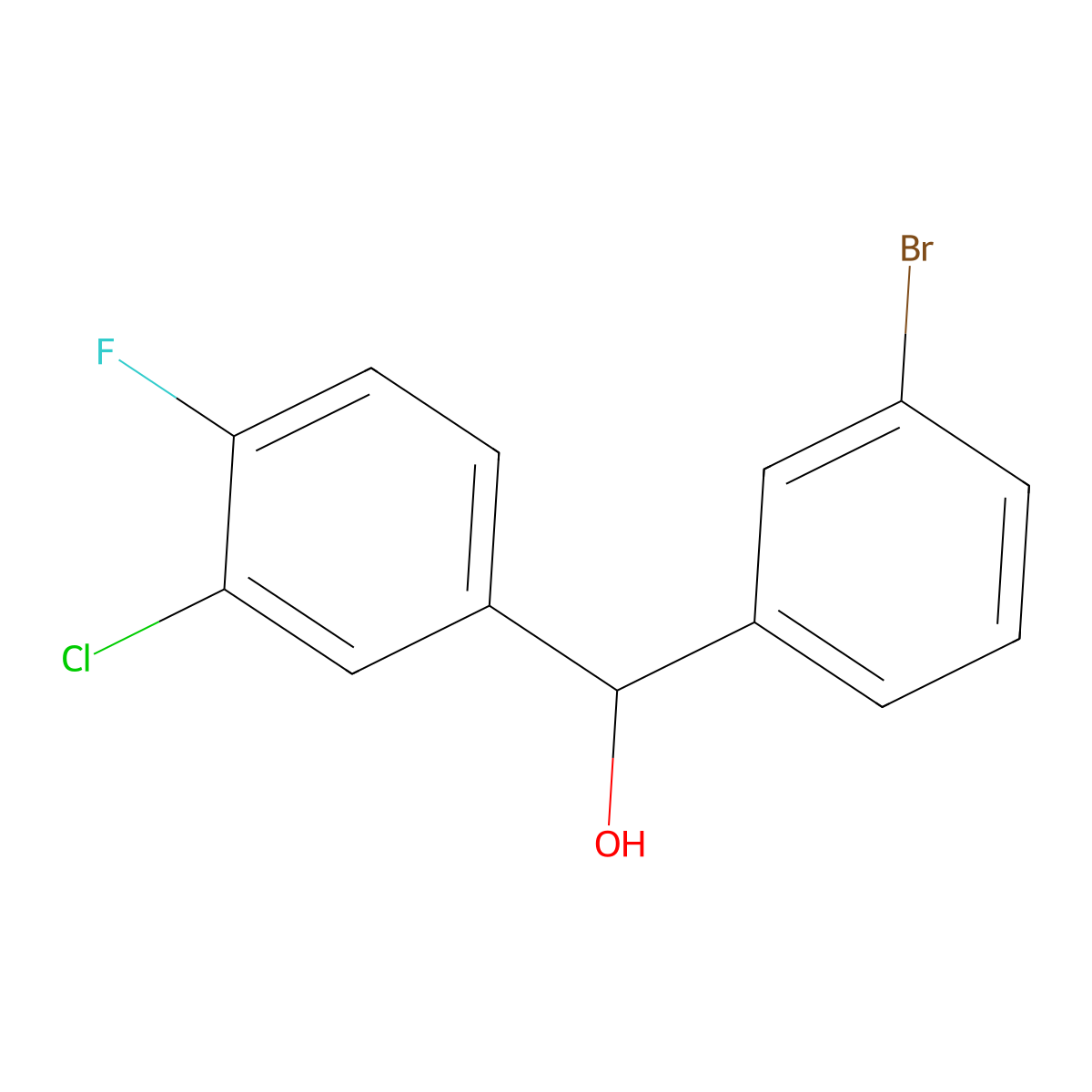 (3-Bromophenyl)(3-chloro-4-fluorophenyl)methanol molecular structure, CAS 1443313-01-6