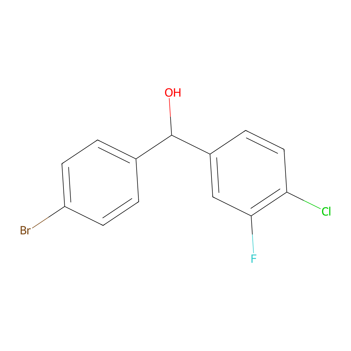 (4-Bromophenyl)(4-chloro-3-fluorophenyl)methanol molecular structure, CAS 1443313-05-0