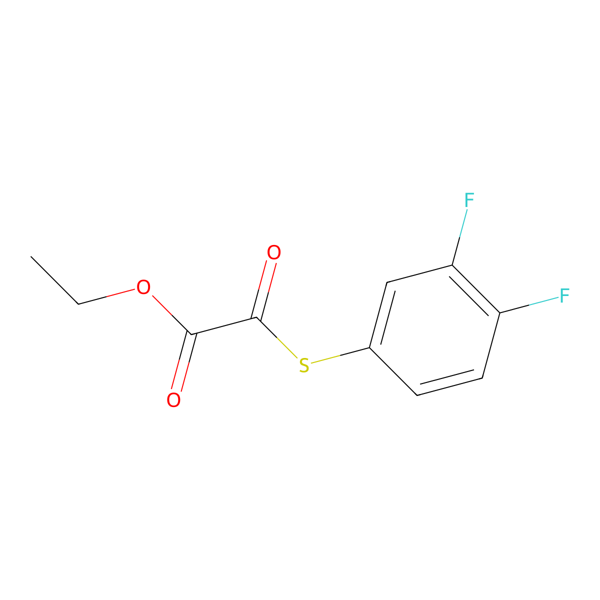 Ethyl 2-(3,4-difluorophenyl)sulfanyl-2-oxo-acetate molecular structure, CAS 1443313-33-4
