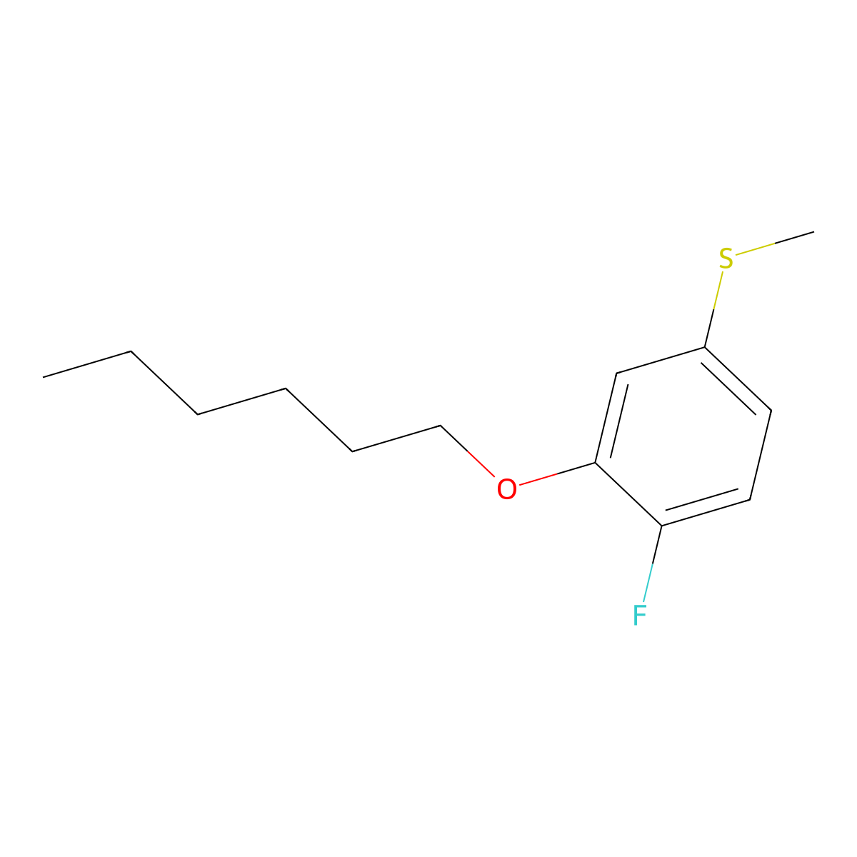 4-Fluoro-3-n-hexyloxyphenyl methyl sulfide molecular structure, CAS 1443313-67-4