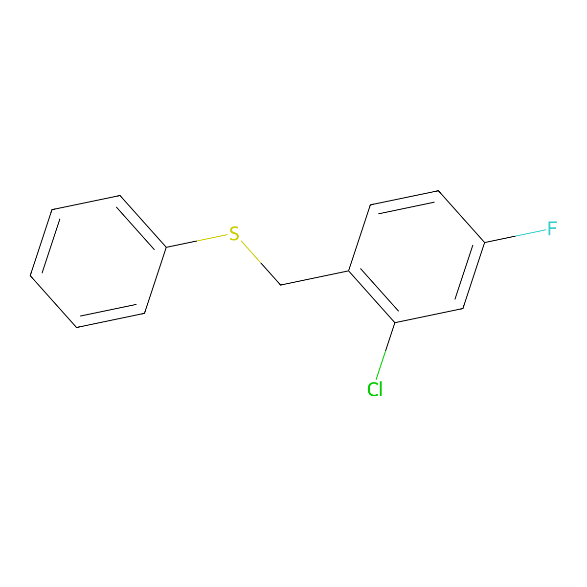 1-Chloro-3-fluoro-6-(phenylsulfanylmethyl)benzene molecular structure, CAS 1443313-82-3