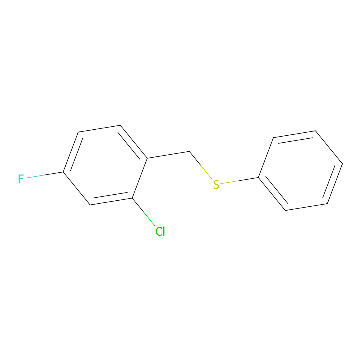 1-Chloro-3-fluoro-6-(phenylsulfanylmethyl)benzene molecular structure, CAS 1443313-82-3