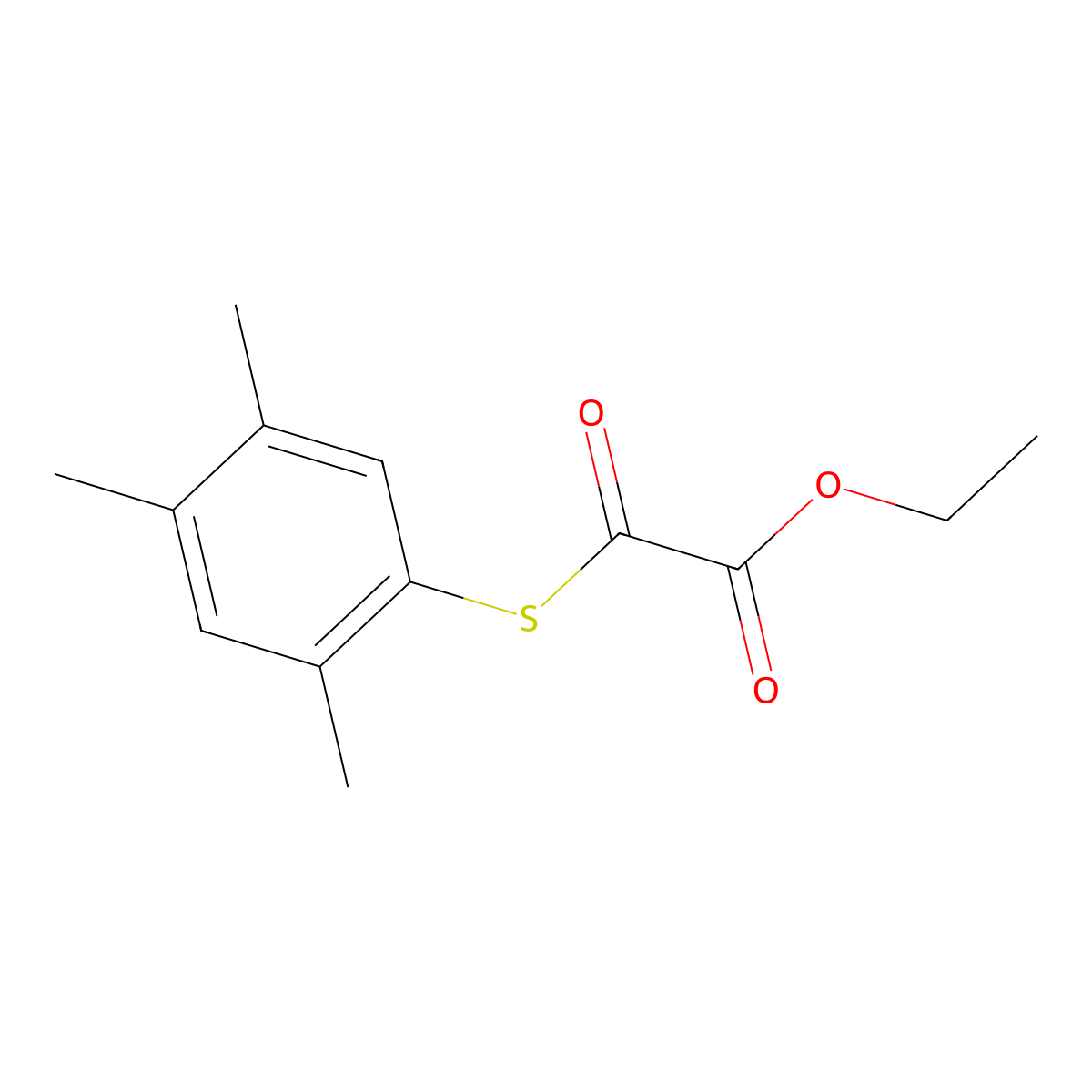 Ethyl 2-(2,4,5-trimethylphenyl)sulfanyl-2-oxo-acetate molecular structure, CAS 1443313-90-3