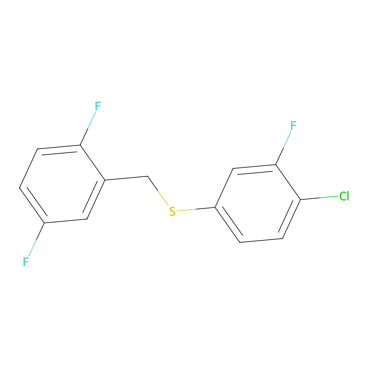 1,4-Difluoro-2-[(4-chloro-3-fluorophenyl)sulfanylmethyl]benzene molecular structure, CAS 1443313-96-9