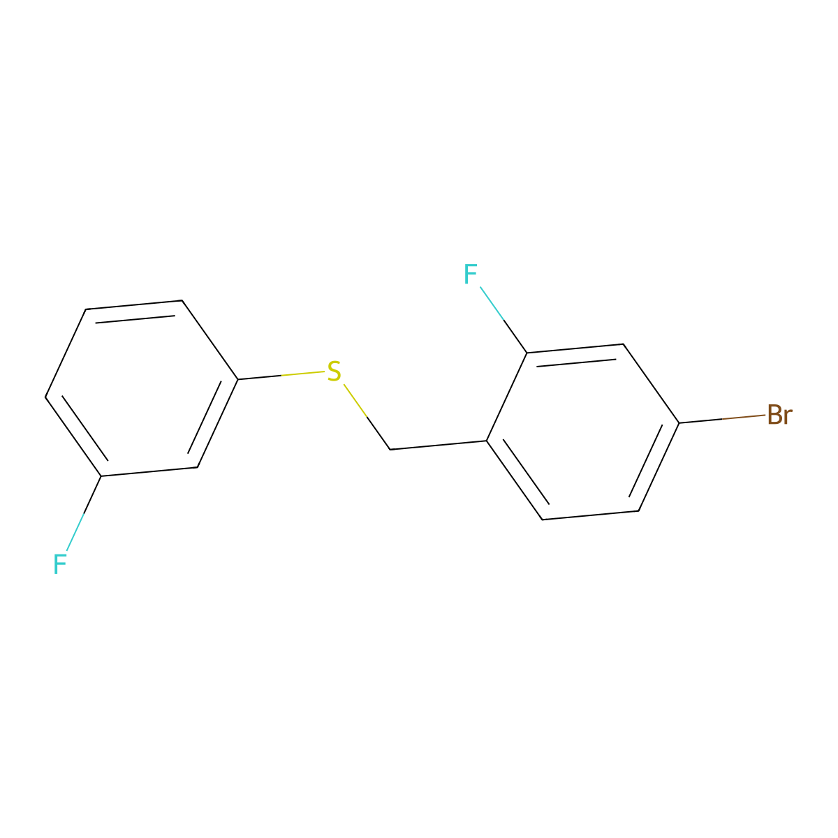 1-Bromo-3-fluoro-4-[(3-fluorophenyl)sulfanylmethyl]benzene molecular structure, CAS 1443313-98-1