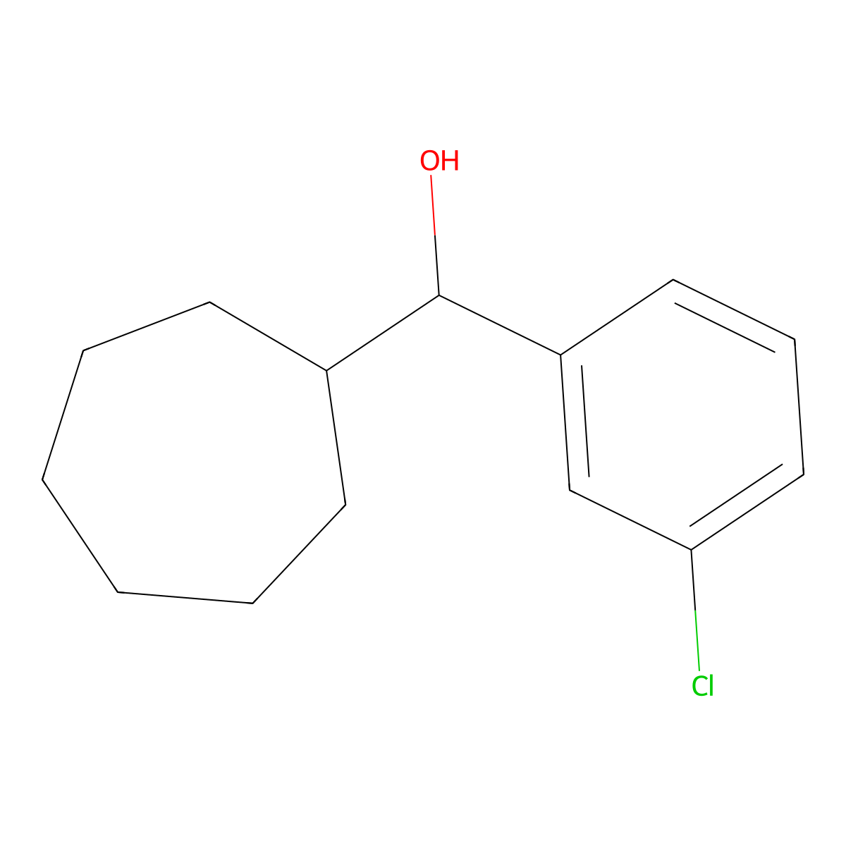 (3-Chlorophenyl)(cycloheptyl)methanol molecular structure, CAS 1443314-04-2