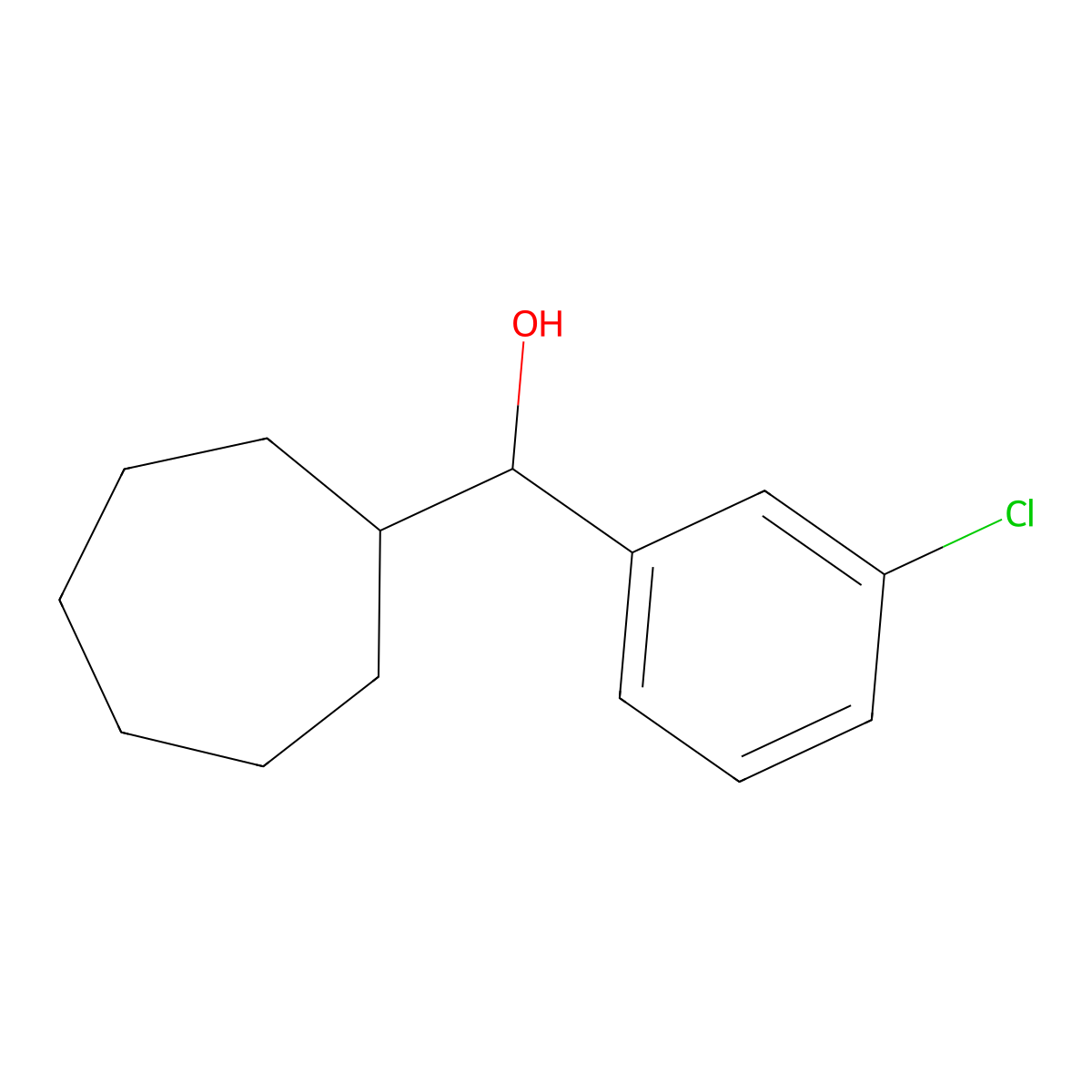 (3-Chlorophenyl)(cycloheptyl)methanol molecular structure, CAS 1443314-04-2