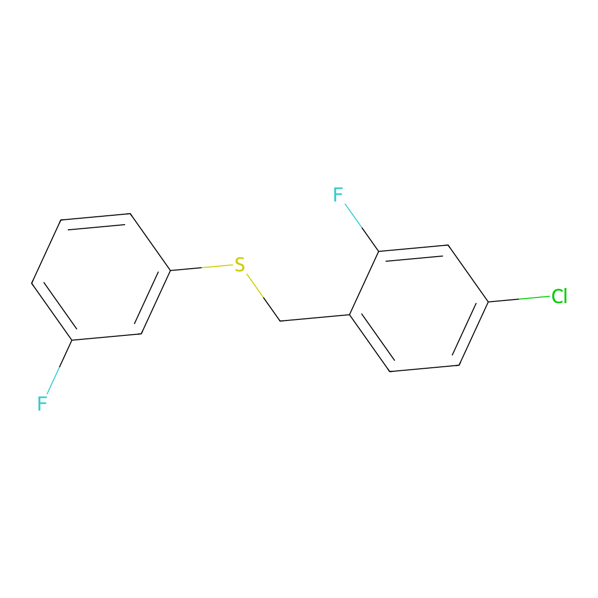 1-Chloro-3-fluoro-4-[(3-fluorophenyl)sulfanylmethyl]benzene molecular structure, CAS 1443314-06-4