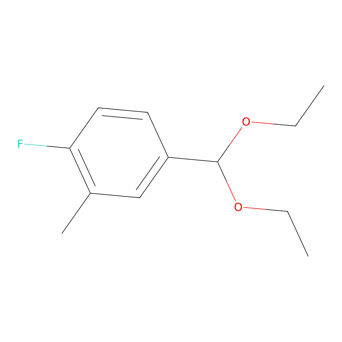 Benzene, 4-(diethoxymethyl)-1-fluoro-2-methyl- molecular structure, CAS 1443314-10-0