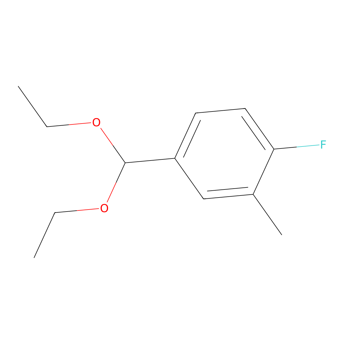 Benzene, 4-(diethoxymethyl)-1-fluoro-2-methyl- molecular structure, CAS 1443314-10-0