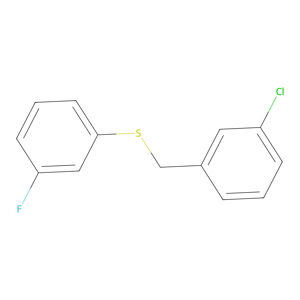 1-Chloro-3-[(3-fluorophenyl)sulfanylmethyl]benzene molecular structure, CAS 1443314-13-3