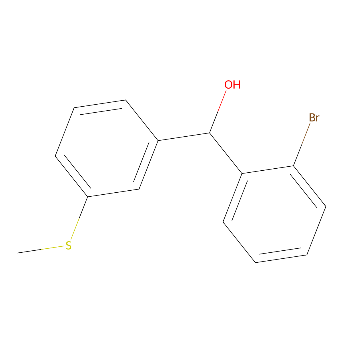 (2-Bromophenyl)(3-(methylthio)phenyl)methanol molecular structure, CAS 1443314-18-8