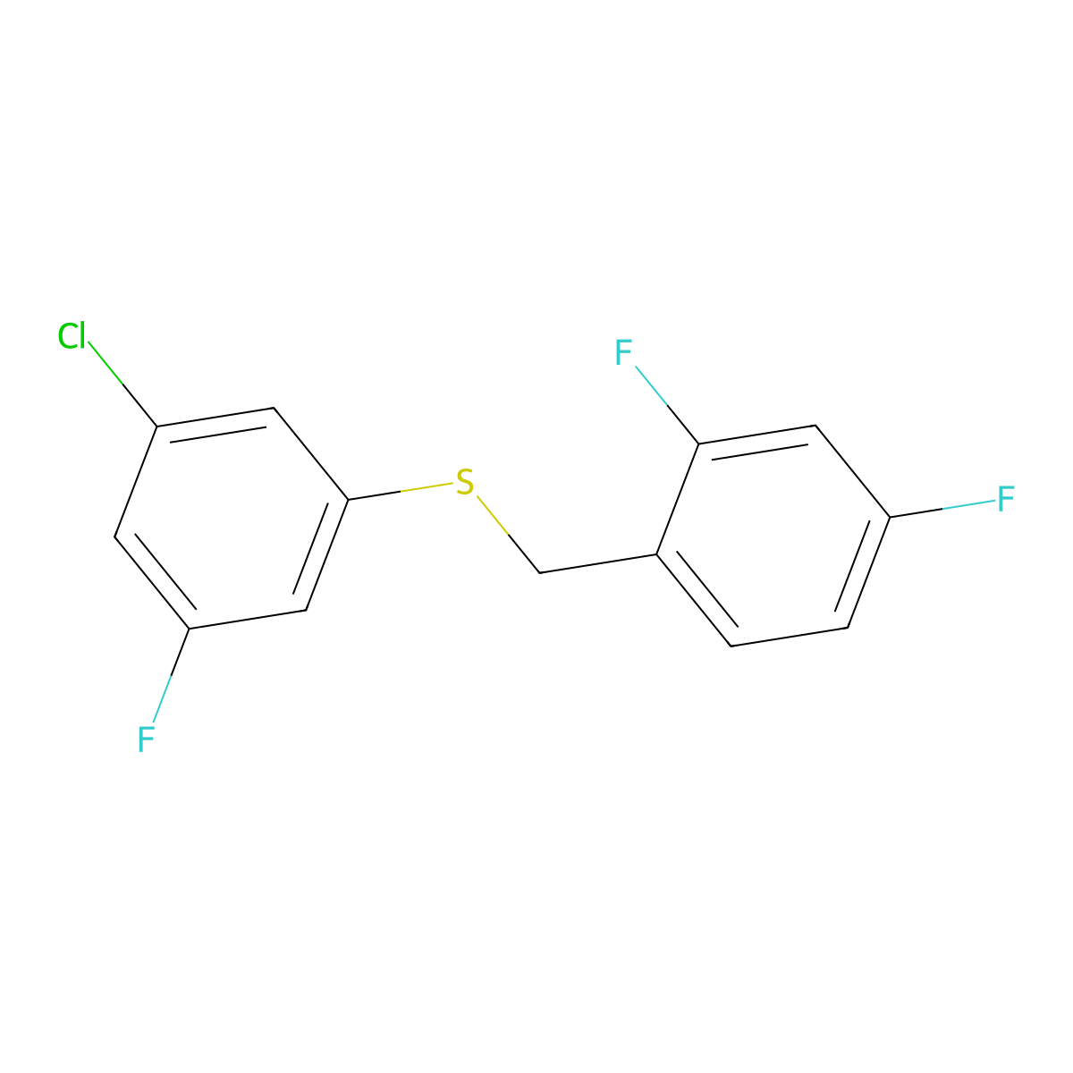 1,3-Difluoro-4-[(3-chloro-5-fluorophenyl)sulfanylmethyl]benzene molecular structure, CAS 1443314-28-0