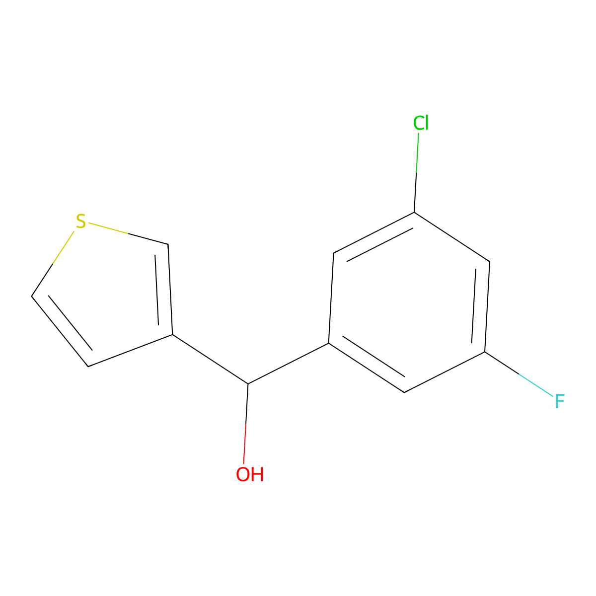 3-Chloro-5-fluorophenyl-(3-thienyl)methanol molecular structure, CAS 1443314-29-1