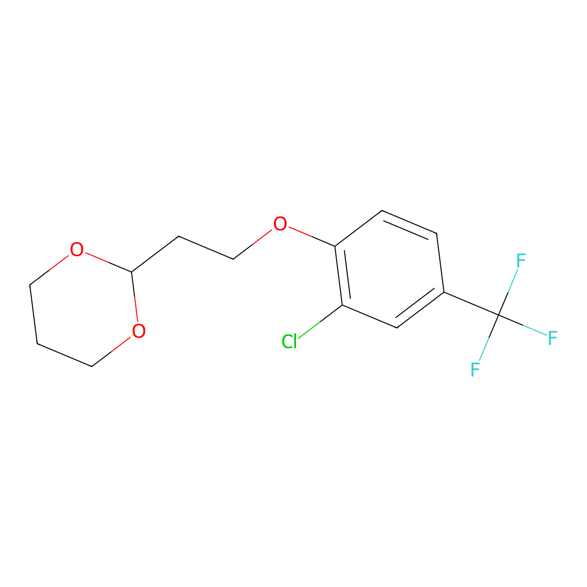 3-Chloro-4-[2-(1,3-dioxan-2-yl)ethoxy]benzotrifluoride molecular structure, CAS 1443314-43-9