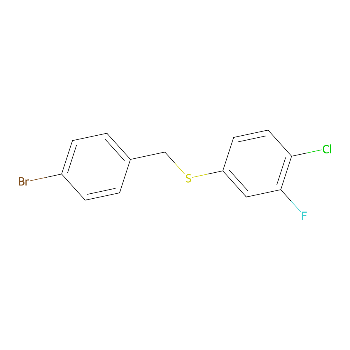 (4-Bromobenzyl)(4-chloro-3-fluorophenyl)sulfane molecular structure, CAS 1443314-44-0