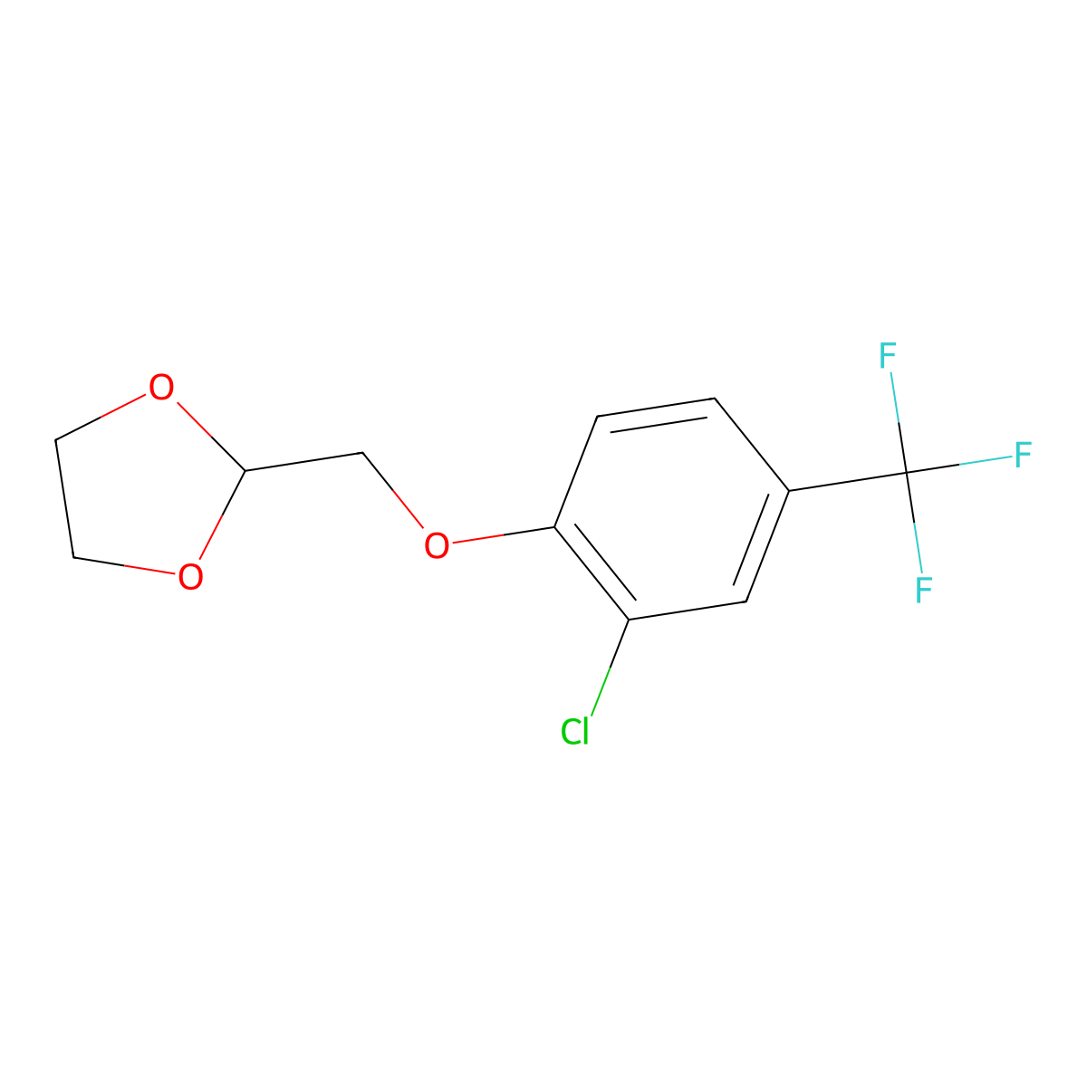 2-((2-Chloro-4-(trifluoromethyl)phenoxy)methyl)-1,3-dioxolane molecular structure, CAS 1443314-48-4