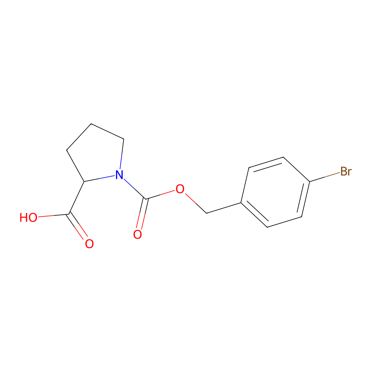 (2S)-1-{[(4-bromophenyl)methoxy]carbonyl}pyrrolidine-2-carboxylic acid molecular structure, CAS 144332-75-2