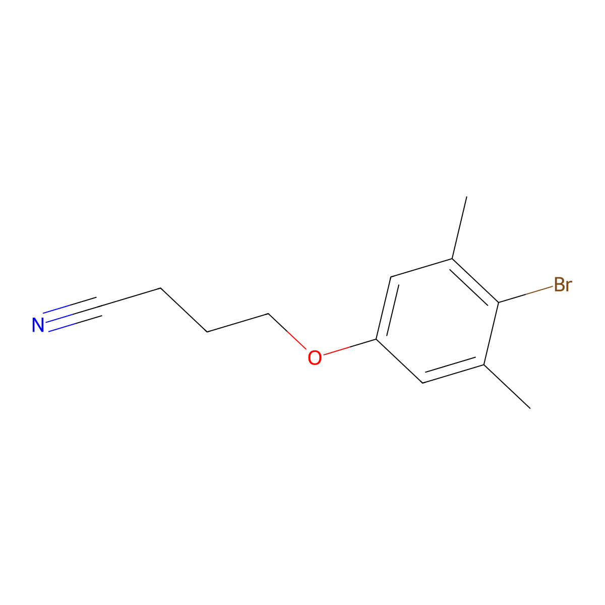 4-(4-Bromo-3,5-dimethyl-phenoxy)butanenitrile molecular structure, CAS 1443320-99-7