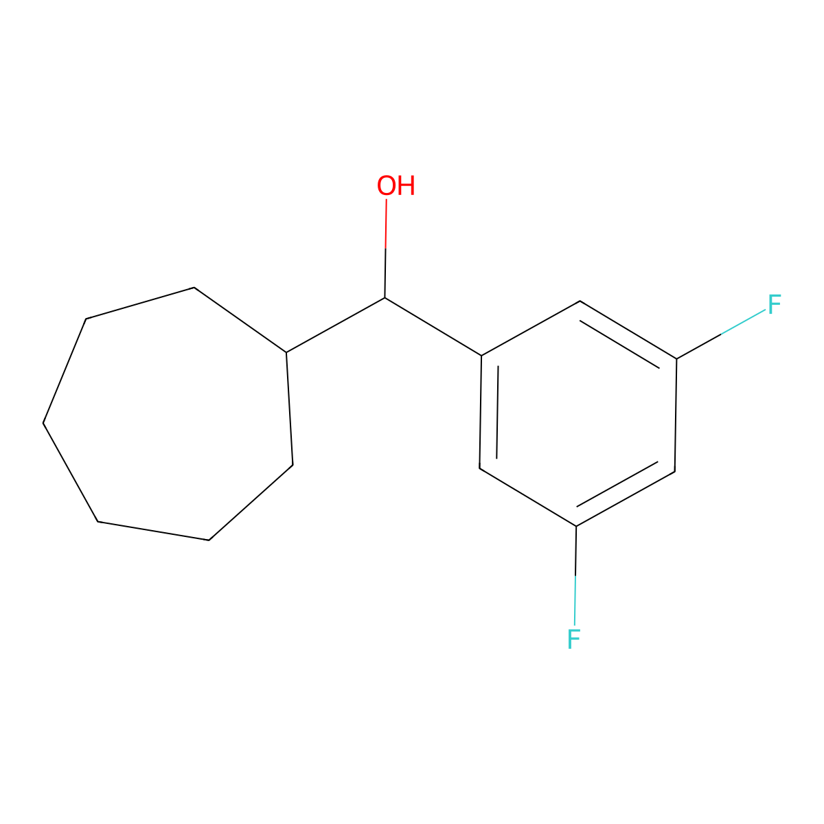 Cycloheptyl (3,5-difluorophenyl)methanol molecular structure, CAS 1443322-29-9