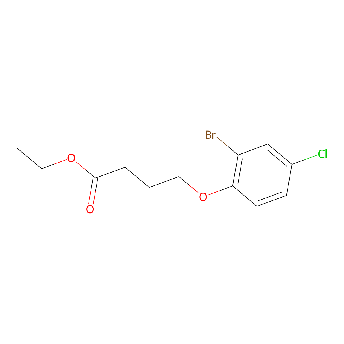 Ethyl 4-(2-bromo-4-chloro-phenoxy)butanoate molecular structure, CAS 1443322-96-0