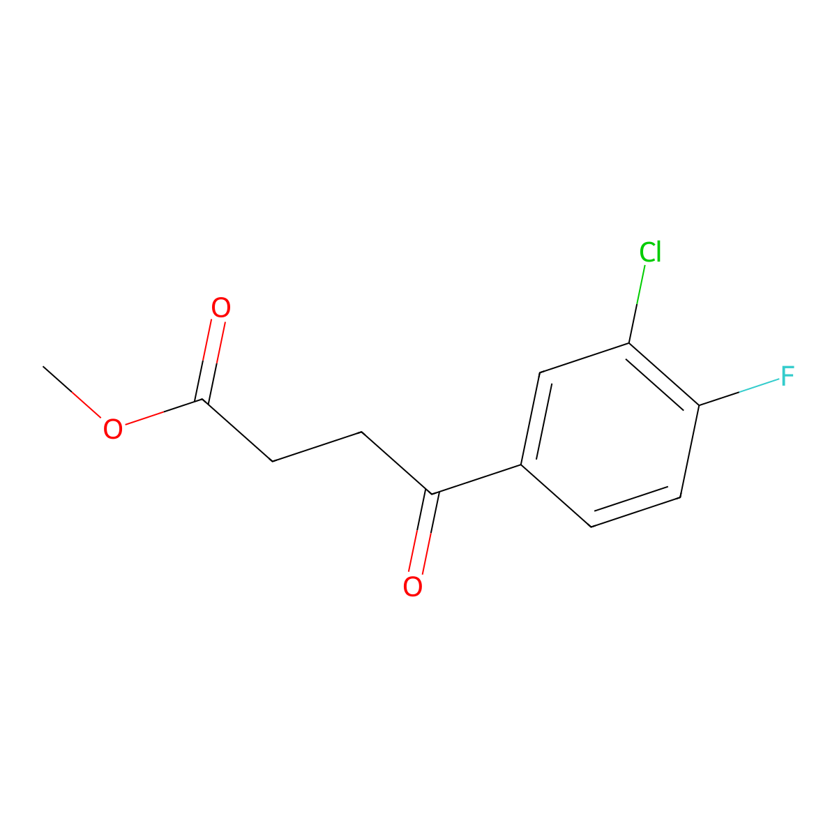 Methyl 4-(3-chloro-4-fluorophenyl)-4-oxobutyrate molecular structure, CAS 1443322-99-3