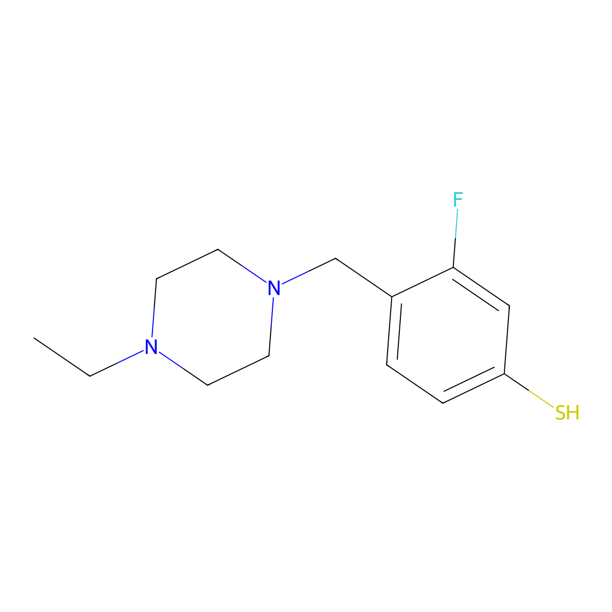 3-Fluoro-4-[(4-ethylpiperazino)methyl]thiophenol molecular structure, CAS 1443323-52-1