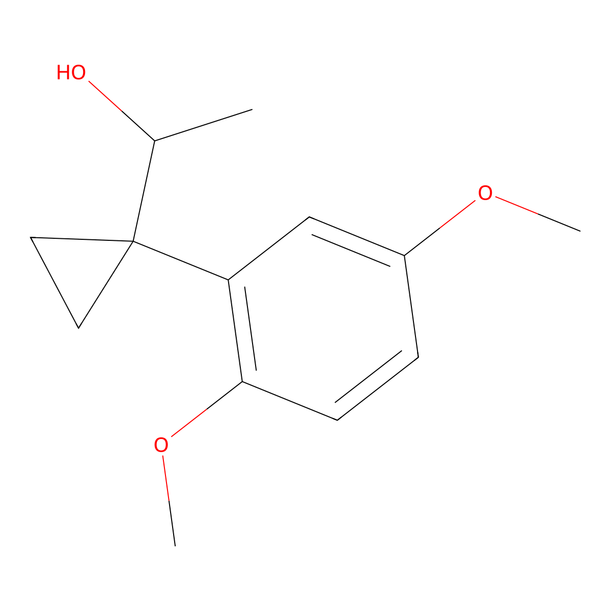 1-[1-(2,5-Dimethoxyphenyl)cyclopropyl]ethan-1-ol molecular structure, CAS 1443324-27-3