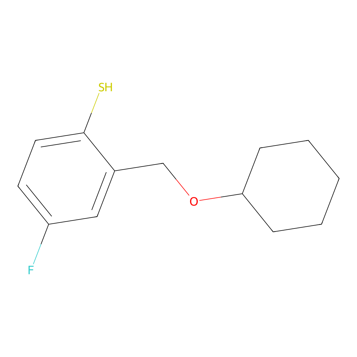2-[(Cyclohexyloxy)methyl]-4-fluorothiophenol molecular structure, CAS 1443324-39-7