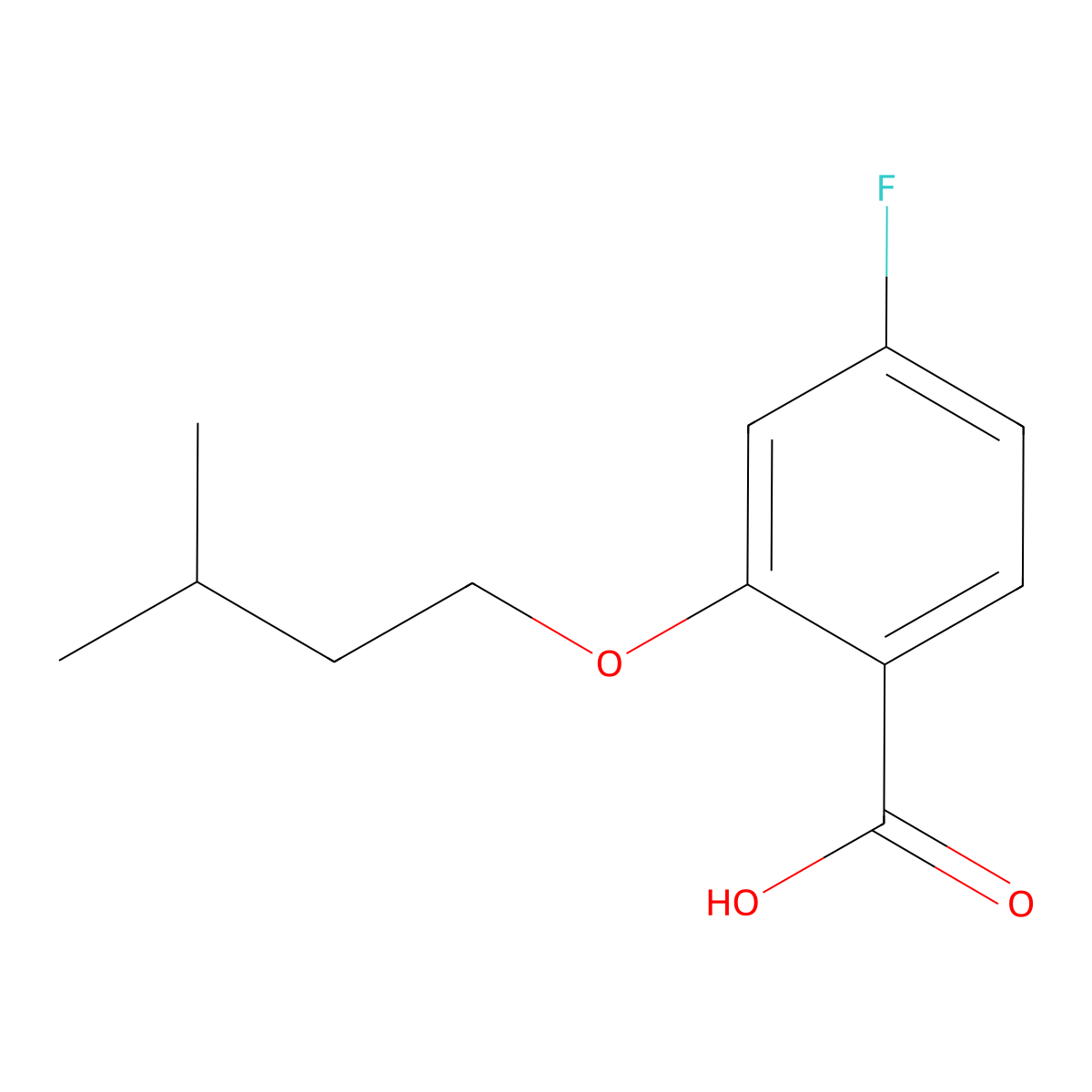 4-Fluoro-2-iso-pentoxybenzoic acid molecular structure, CAS 1443324-91-1