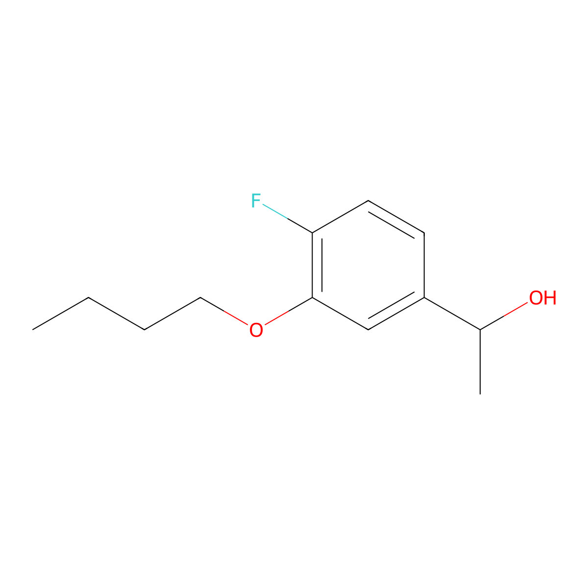1-(3-Butoxy-4-fluorophenyl)ethanol molecular structure, CAS 1443325-16-3